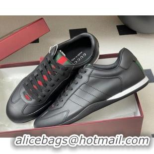 1:1 Gucci Calf Leather Sneakers Black 1021003