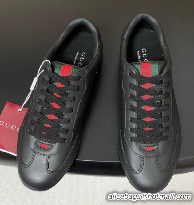 1:1 Gucci Calf Leather Sneakers Black 1021003