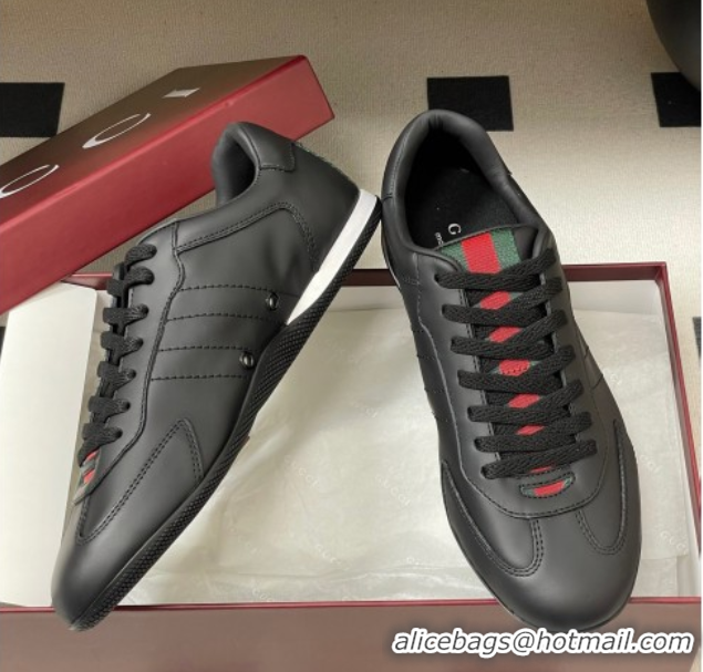 1:1 Gucci Calf Leather Sneakers Black 1021003