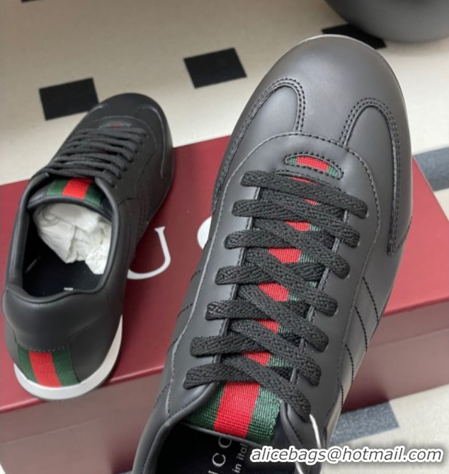 1:1 Gucci Calf Leather Sneakers Black 1021003