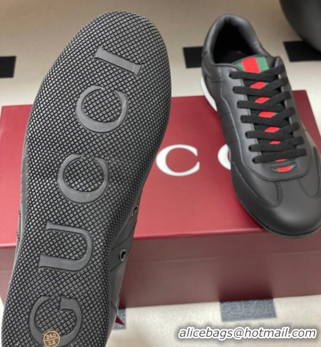 1:1 Gucci Calf Leather Sneakers Black 1021003