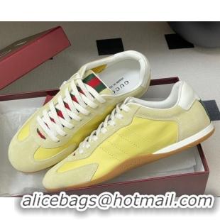 Durable Gucci Suede and Leather Sneakers Yellow 1021010
