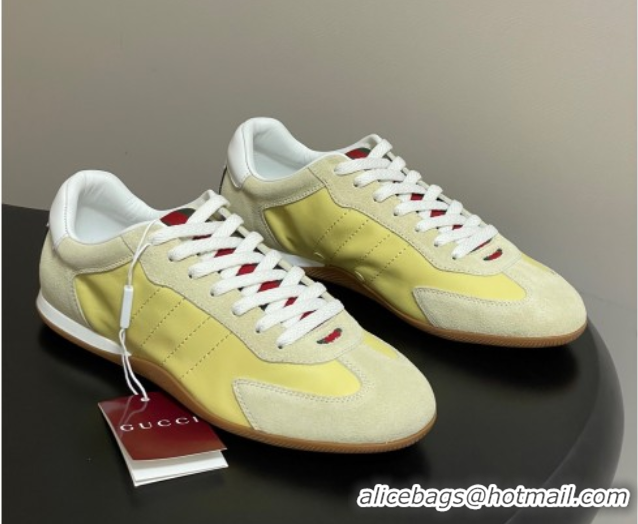 Durable Gucci Suede and Leather Sneakers Yellow 1021010