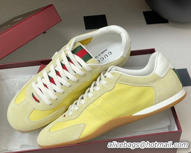 Durable Gucci Suede and Leather Sneakers Yellow 1021010