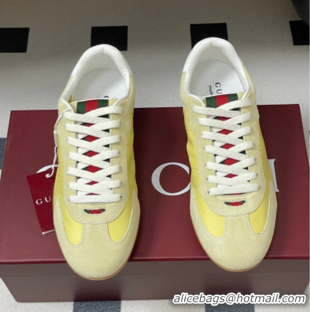 Durable Gucci Suede and Leather Sneakers Yellow 1021010