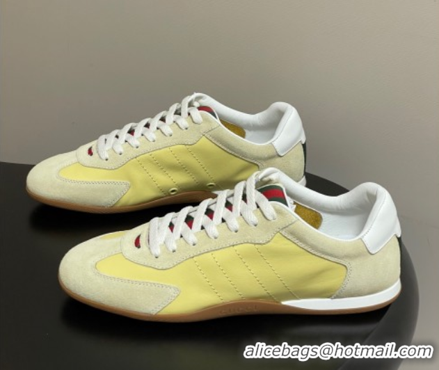 Durable Gucci Suede and Leather Sneakers Yellow 1021010