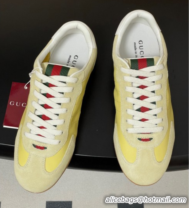 Durable Gucci Suede and Leather Sneakers Yellow 1021010