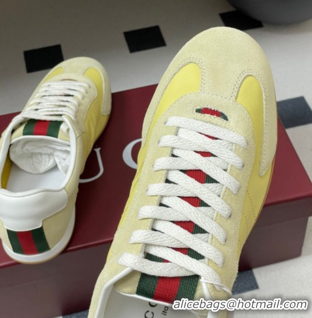 Durable Gucci Suede and Leather Sneakers Yellow 1021010