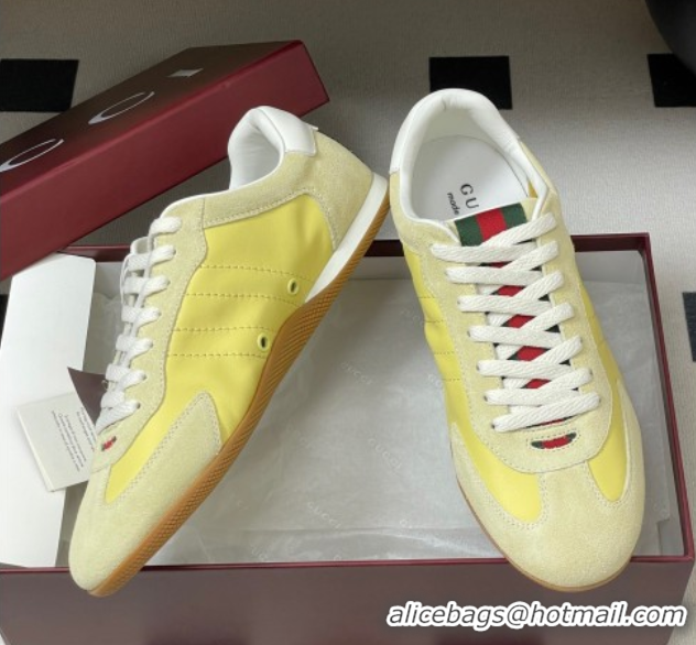 Durable Gucci Suede and Leather Sneakers Yellow 1021010