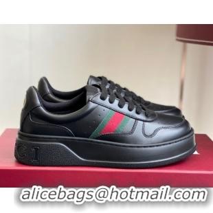 Good Looking Gucci Chunky Platform Sneakers 5cm in Leather Black 1021012