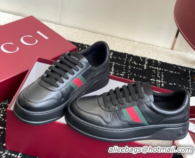 Good Looking Gucci Chunky Platform Sneakers 5cm in Leather Black 1021012