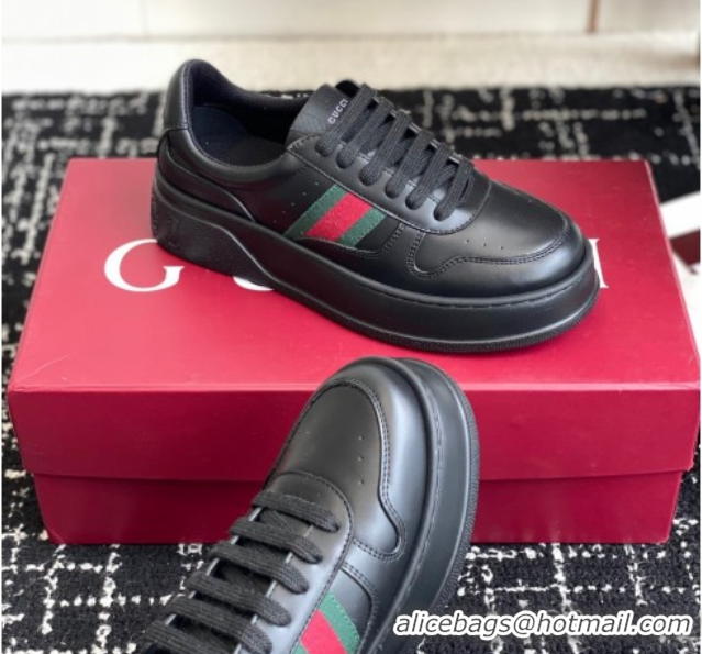 Good Looking Gucci Chunky Platform Sneakers 5cm in Leather Black 1021012