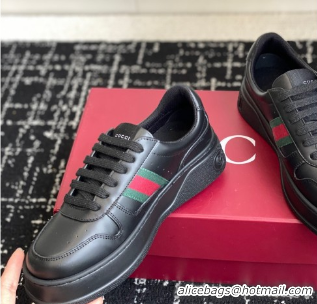 Good Looking Gucci Chunky Platform Sneakers 5cm in Leather Black 1021012
