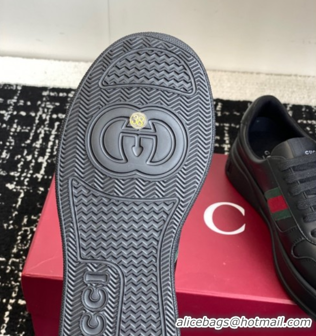 Good Looking Gucci Chunky Platform Sneakers 5cm in Leather Black 1021012
