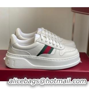 Best Product Gucci Chunky Platform Sneakers 5cm in Calf Leather White 1021013