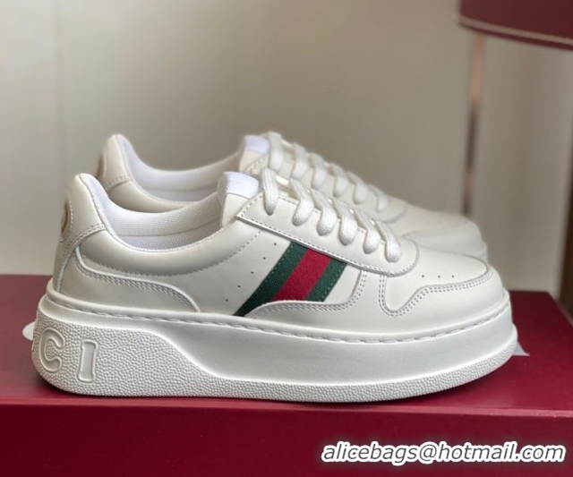 Best Product Gucci Chunky Platform Sneakers 5cm in Calf Leather White 1021013