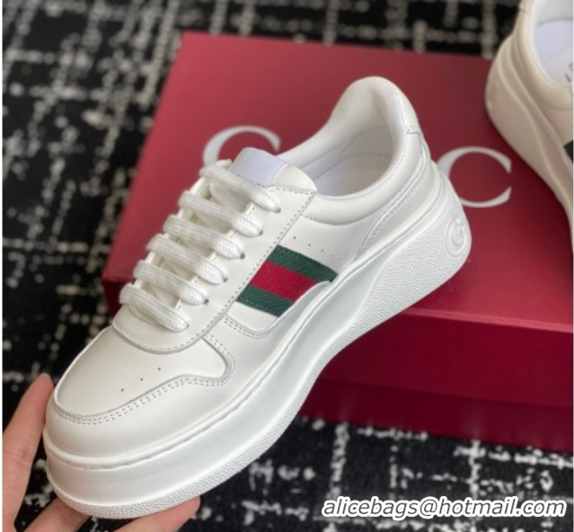 Best Product Gucci Chunky Platform Sneakers 5cm in Calf Leather White 1021013