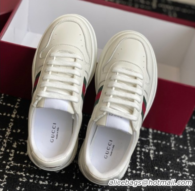 Best Product Gucci Chunky Platform Sneakers 5cm in Calf Leather White 1021013