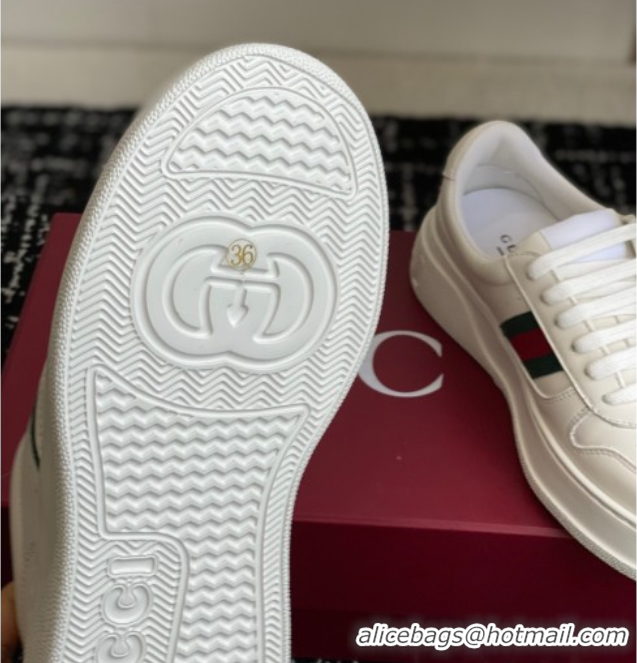 Best Product Gucci Chunky Platform Sneakers 5cm in Calf Leather White 1021013