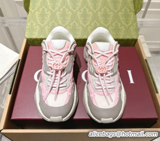 Good Quality Gucci 2.0 Sneakers in Mesh and Leather Pink/Grey 1021015