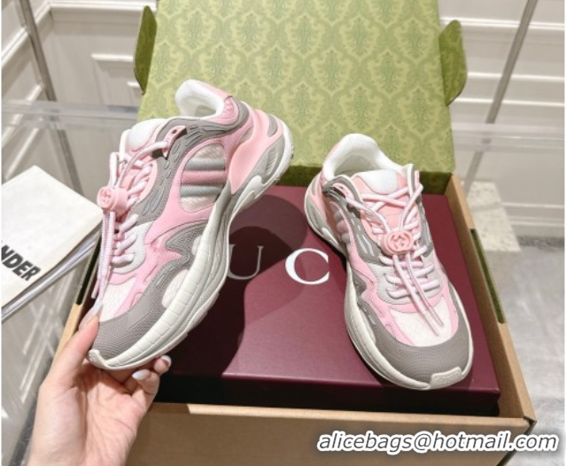 Good Quality Gucci 2.0 Sneakers in Mesh and Leather Pink/Grey 1021015