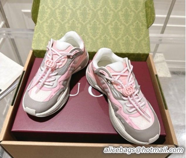 Good Quality Gucci 2.0 Sneakers in Mesh and Leather Pink/Grey 1021015