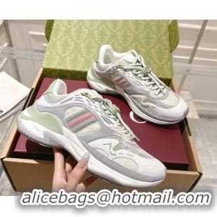 Luxury Discount Gucci 2.0 Sneakers in Mesh and Leather Light Green 1021016