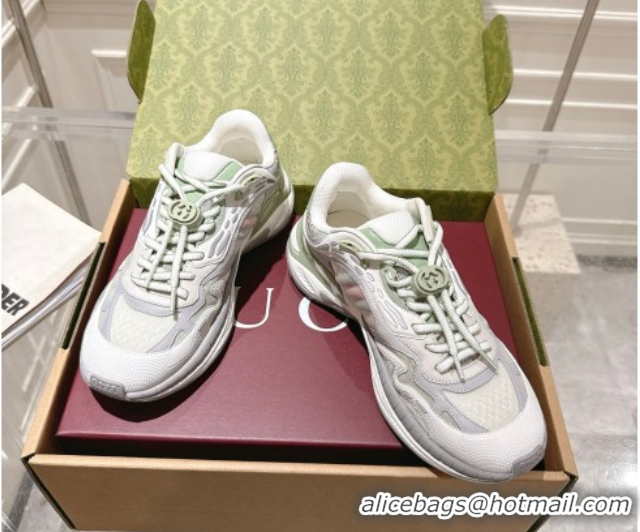 Luxury Discount Gucci 2.0 Sneakers in Mesh and Leather Light Green 1021016