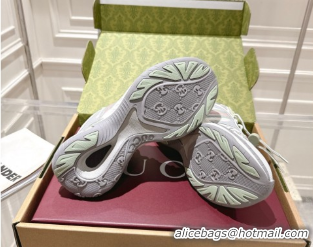 Luxury Discount Gucci 2.0 Sneakers in Mesh and Leather Light Green 1021016