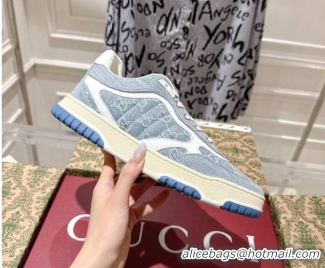 Popular Style Gucci Re-Web Sneakers in GG Denim Blue 1021020