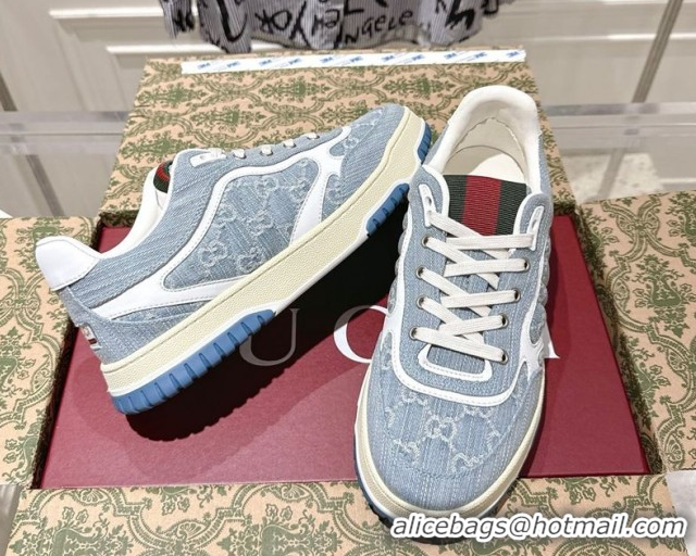 Popular Style Gucci Re-Web Sneakers in GG Denim Blue 1021020