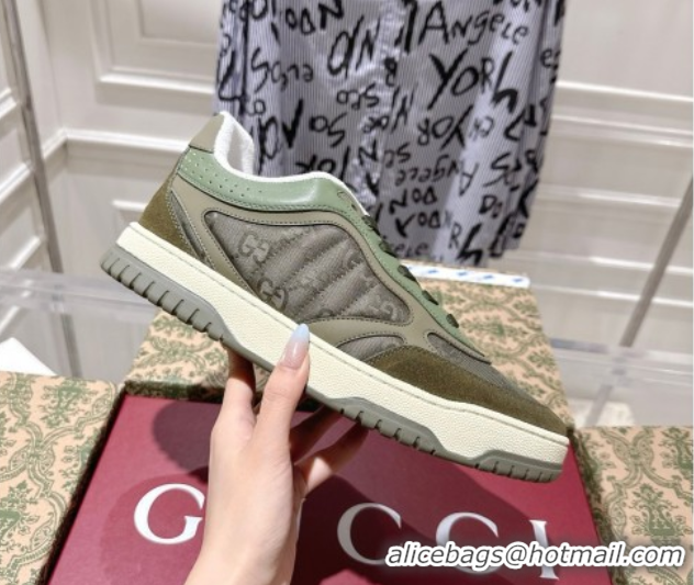 Stylish Gucci Re-Web Sneakers in GG Nylon and Suede Green 1021021