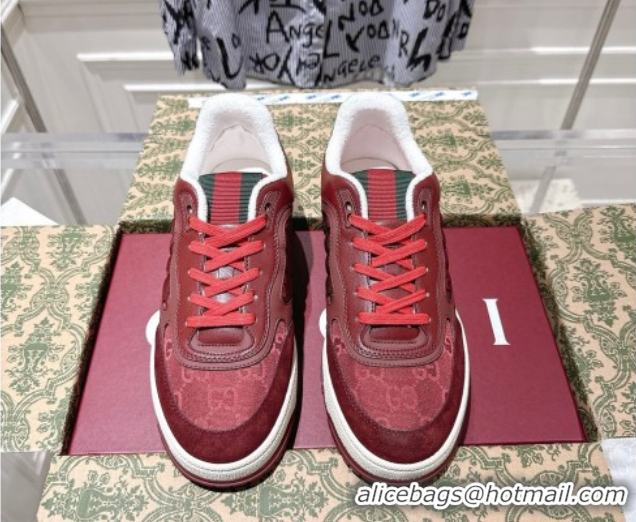 Big Discount Gucci Re-Web Sneakers in GG Nylon and Suede Red 1021022