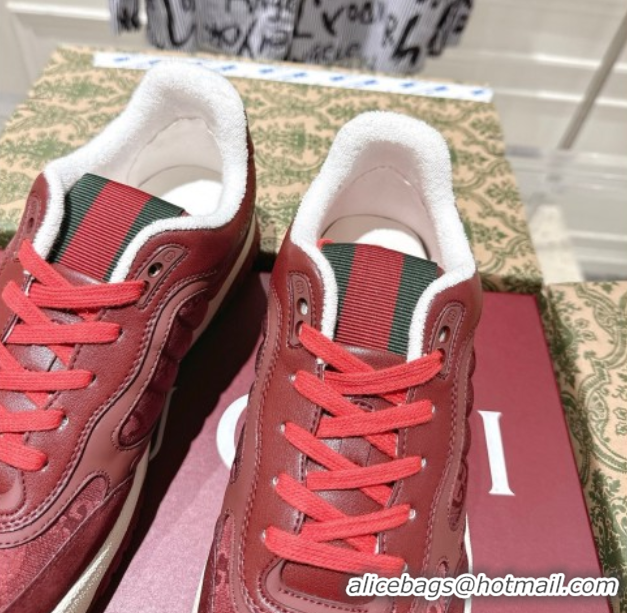 Big Discount Gucci Re-Web Sneakers in GG Nylon and Suede Red 1021022