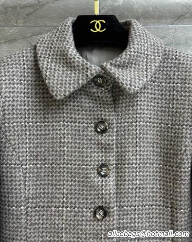 Unique Grade Chanel Wool Tweed Coat CH112114 Grey 2025