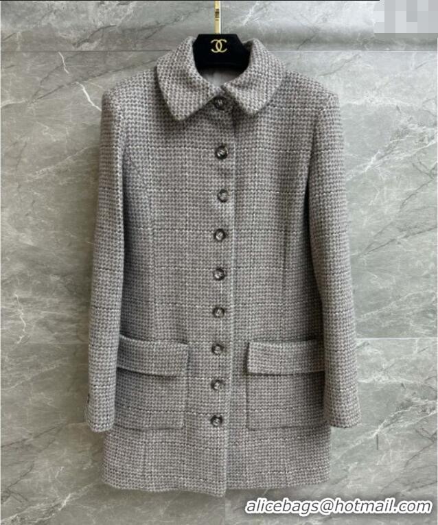 Unique Grade Chanel Wool Tweed Coat CH112114 Grey 2025