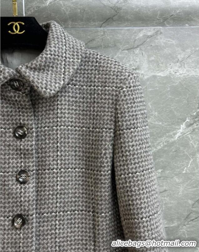 Unique Grade Chanel Wool Tweed Coat CH112114 Grey 2025