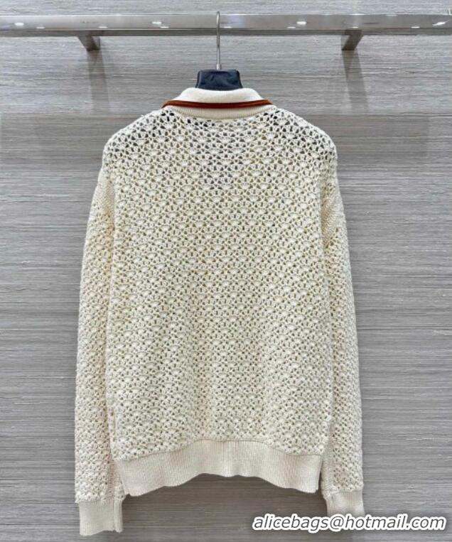 Top Quality Miu Miu Wool Crochet Cardigan 0813 Cream White 2025