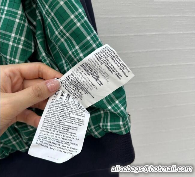 Luxury Cheap Miu Miu Cotton Short Jacket 0814 Dark Blue 2025