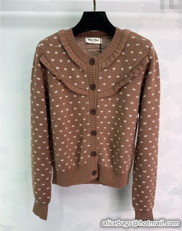 Traditional Specials Miu Miu Wool Dotted Cardigan 0814 Brown 2025