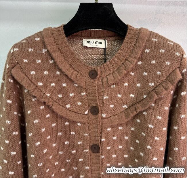 Traditional Specials Miu Miu Wool Dotted Cardigan 0814 Brown 2025
