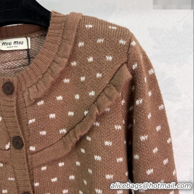 Traditional Specials Miu Miu Wool Dotted Cardigan 0814 Brown 2025