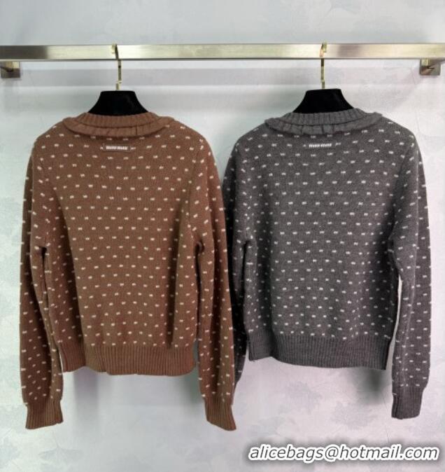 Traditional Specials Miu Miu Wool Dotted Cardigan 0814 Brown 2025