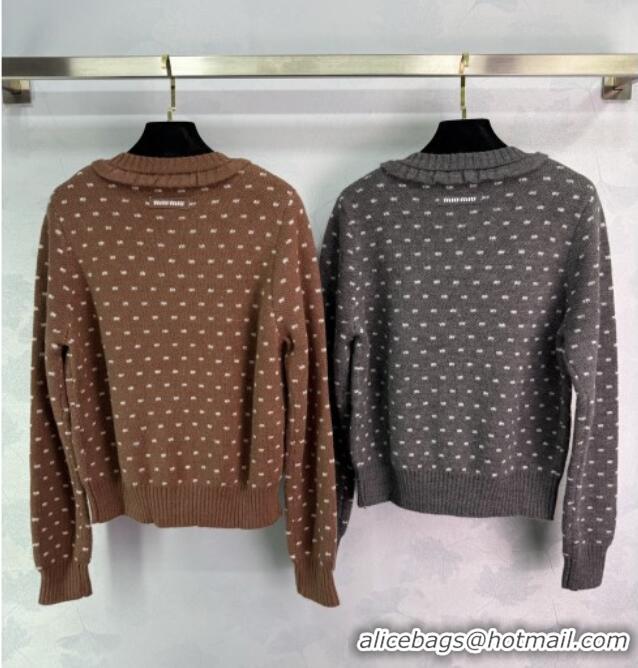 Top Quality Miu Miu Wool Dotted Cardigan 0814 Grey 2025