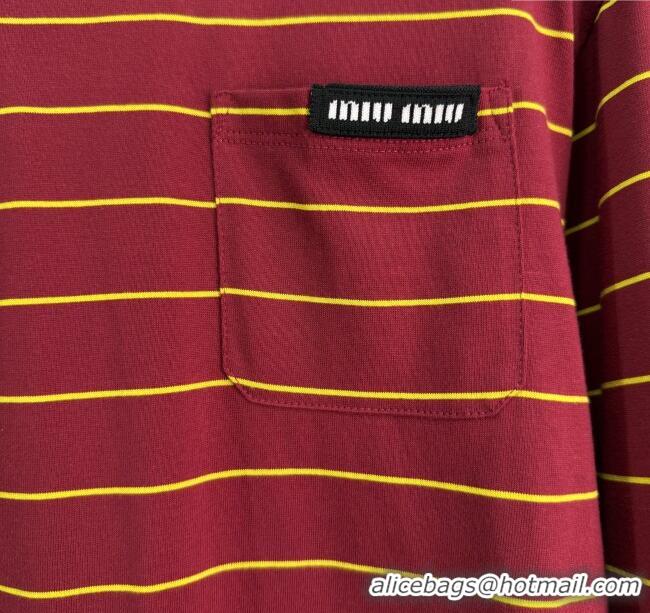 Buy Fashionable Miu Miu Striped Cotton Sweatshirt 0813 Red 2025