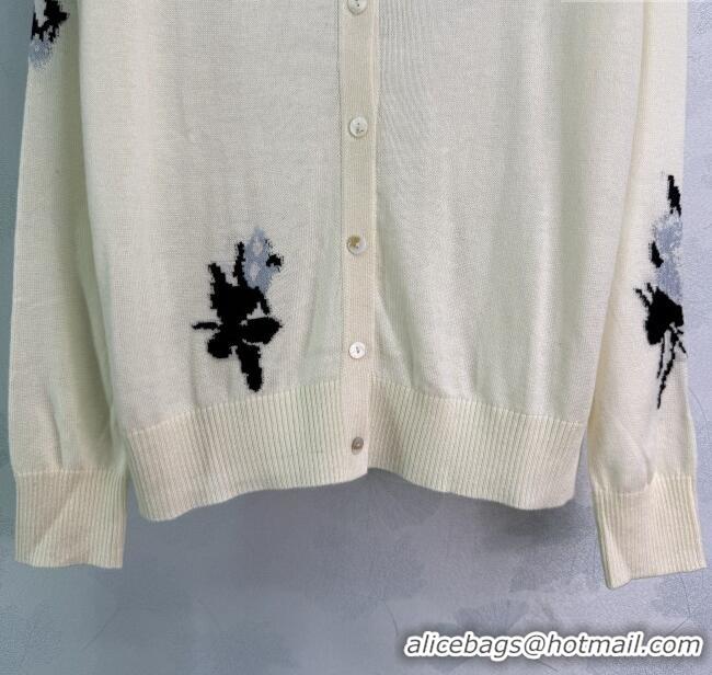 ​Buy Cheapest Miu Miu Wool Cardigan with Embroidery 0813 White 2025