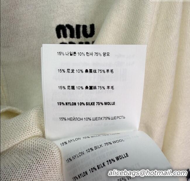 ​Buy Cheapest Miu Miu Wool Cardigan with Embroidery 0813 White 2025