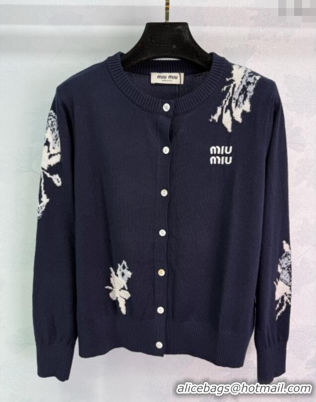 Super Quality Miu Miu Wool Cardigan with Embroidery 0813 Black 2025