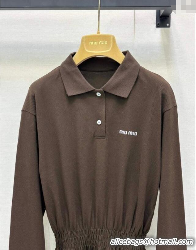 Super Quality Miu Miu Polo Dress 0813 Coffee 2025
