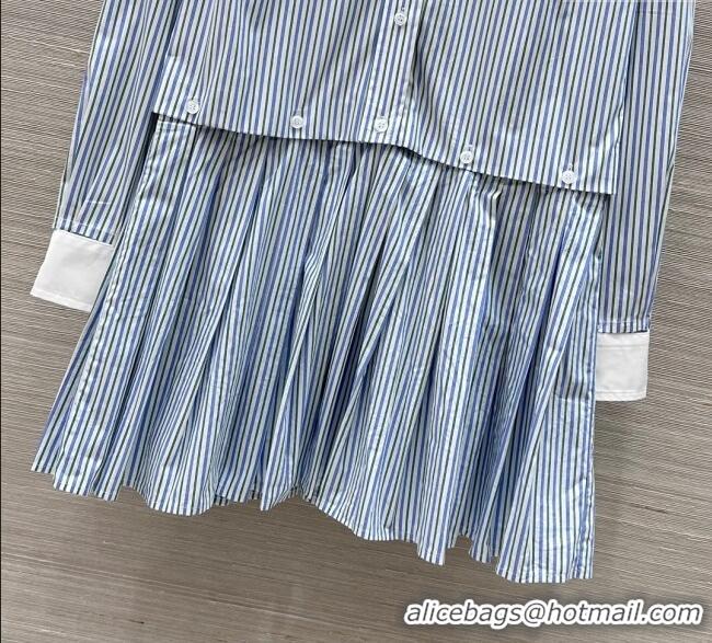 Reasonable Price Miu Miu Striped Shirt Dress 0814 Blue 2025
